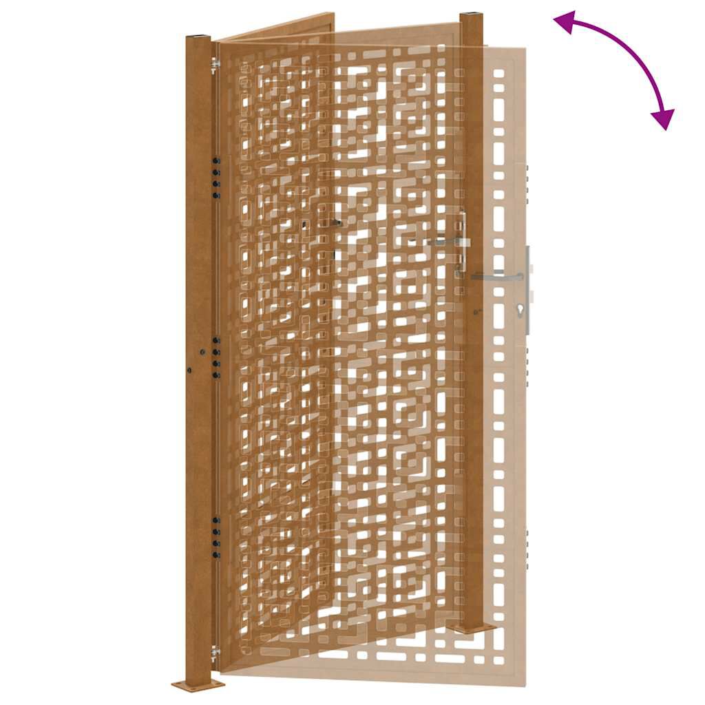 vidaXL Πύλη κήπου 105x180 cm Σταυρός σχεδιασμού από διαβρωμένο χάλυβα