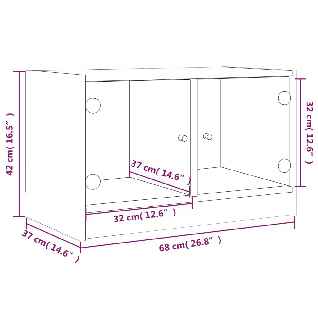 vidaXL Έπιπλο Τηλεόρασης Λευκό 68x37x42 εκ. με Γυάλινες Πόρτες