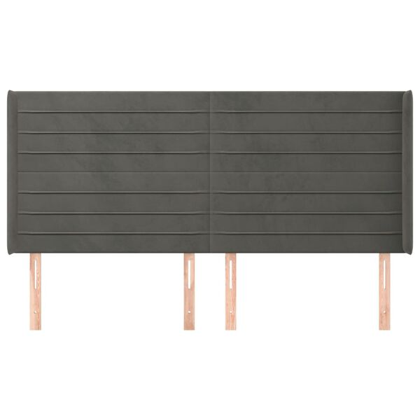 vidaXL Κεφαλάρι με Πτερύγια Σκούρο Γκρι 183x16x118/128 εκ. Βελούδινο