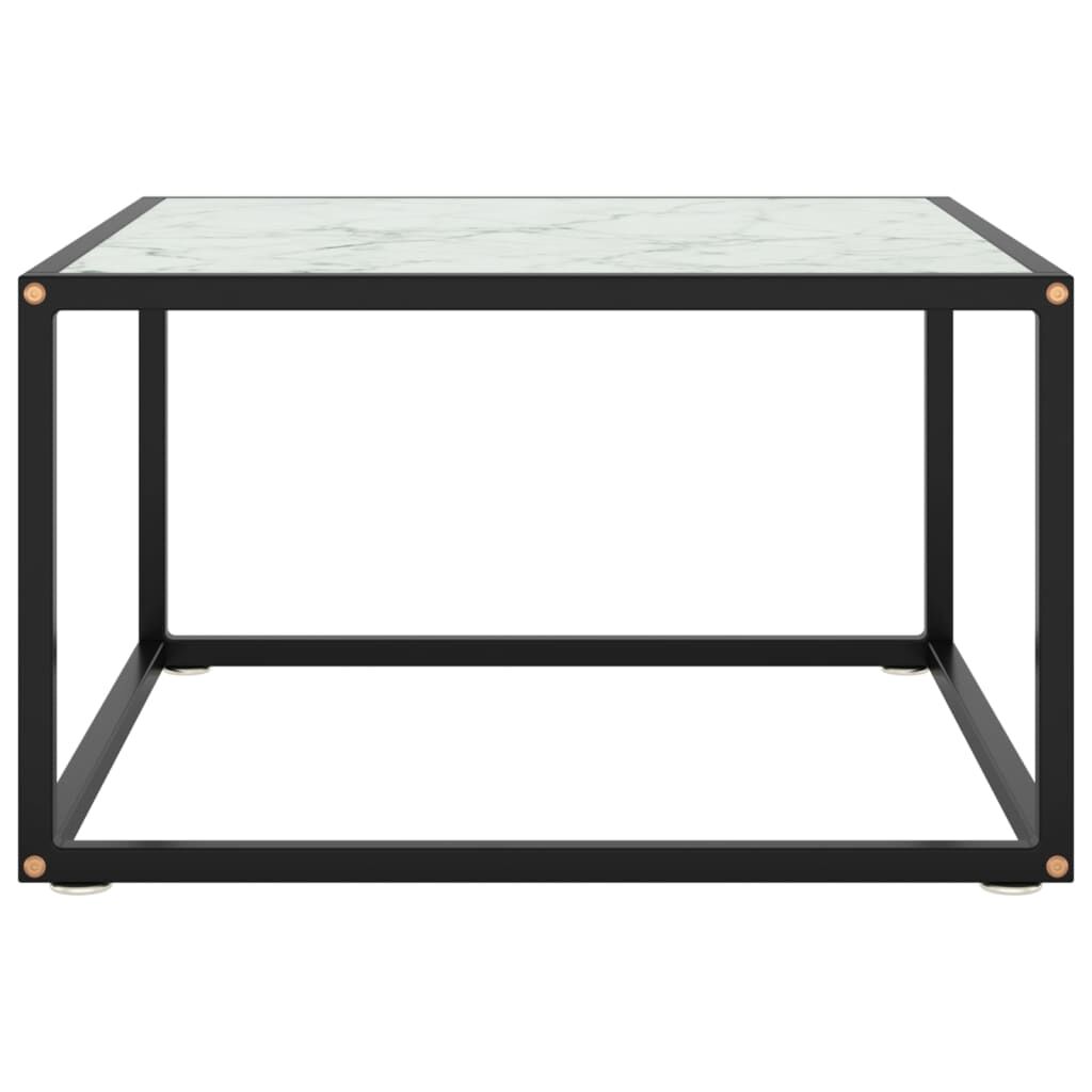 vidaXL Τραπεζάκι Σαλονιού Μαύρο 60x60x35 εκ. Λευκό Γυαλί Όψη Μαρμάρου
