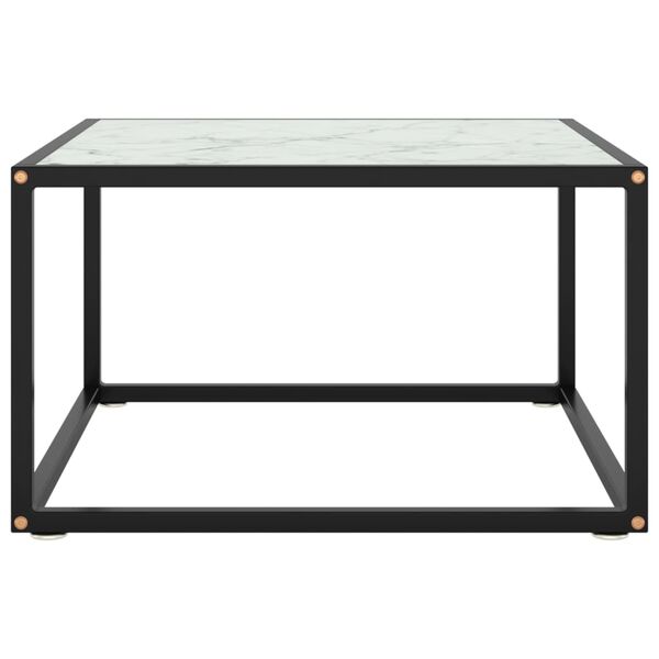 vidaXL Τραπεζάκι Σαλονιού Μαύρο 60x60x35 εκ. Λευκό Γυαλί Όψη Μαρμάρου