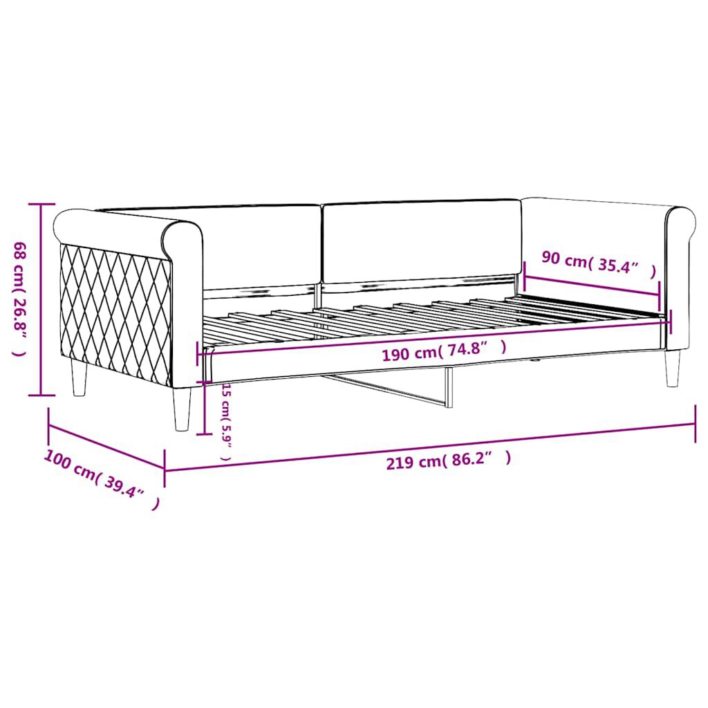 vidaXL Καναπές Κρεβάτι Μαύρος 90 x 190 εκ. Βελούδινος