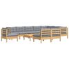 vidaXL Σαλόνι Κήπου Σετ 11 Τεμ. Μασίφ Ξύλο Πεύκου με Γκρι Μαξιλάρια