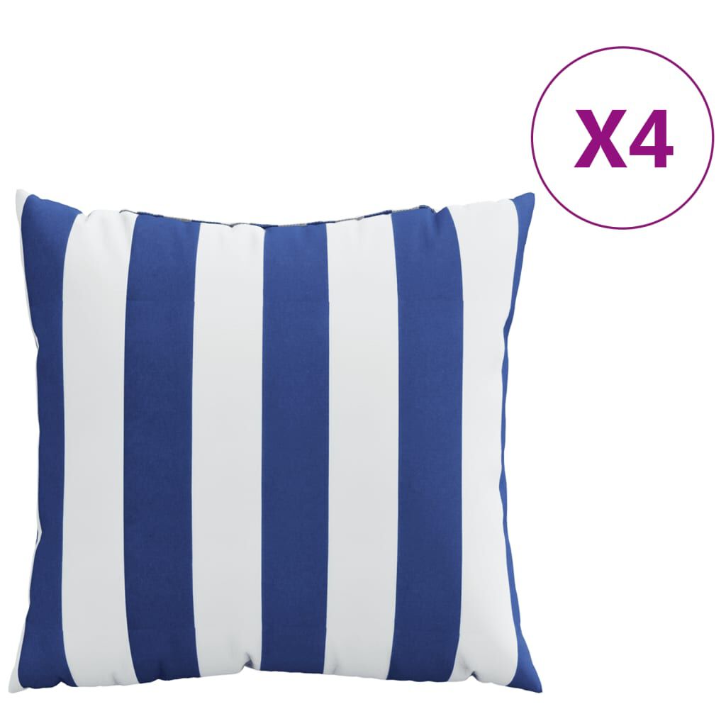 vidaXL Μαξιλάρια Διακοσμητικά 4 τεμ. Μπλε&Λευκά Ριγέ 50 x 50 εκ Ύφασμα