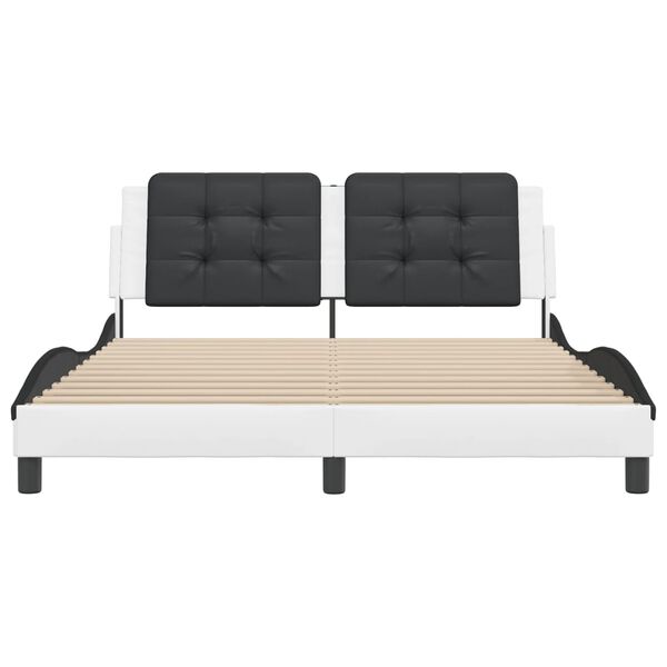 vidaXL Σκελετός Κρεβατιού Χωρίς Στρώμα Zadar Λευκό/Μαύρο 160x200εκ Συνθ. Δέρμα