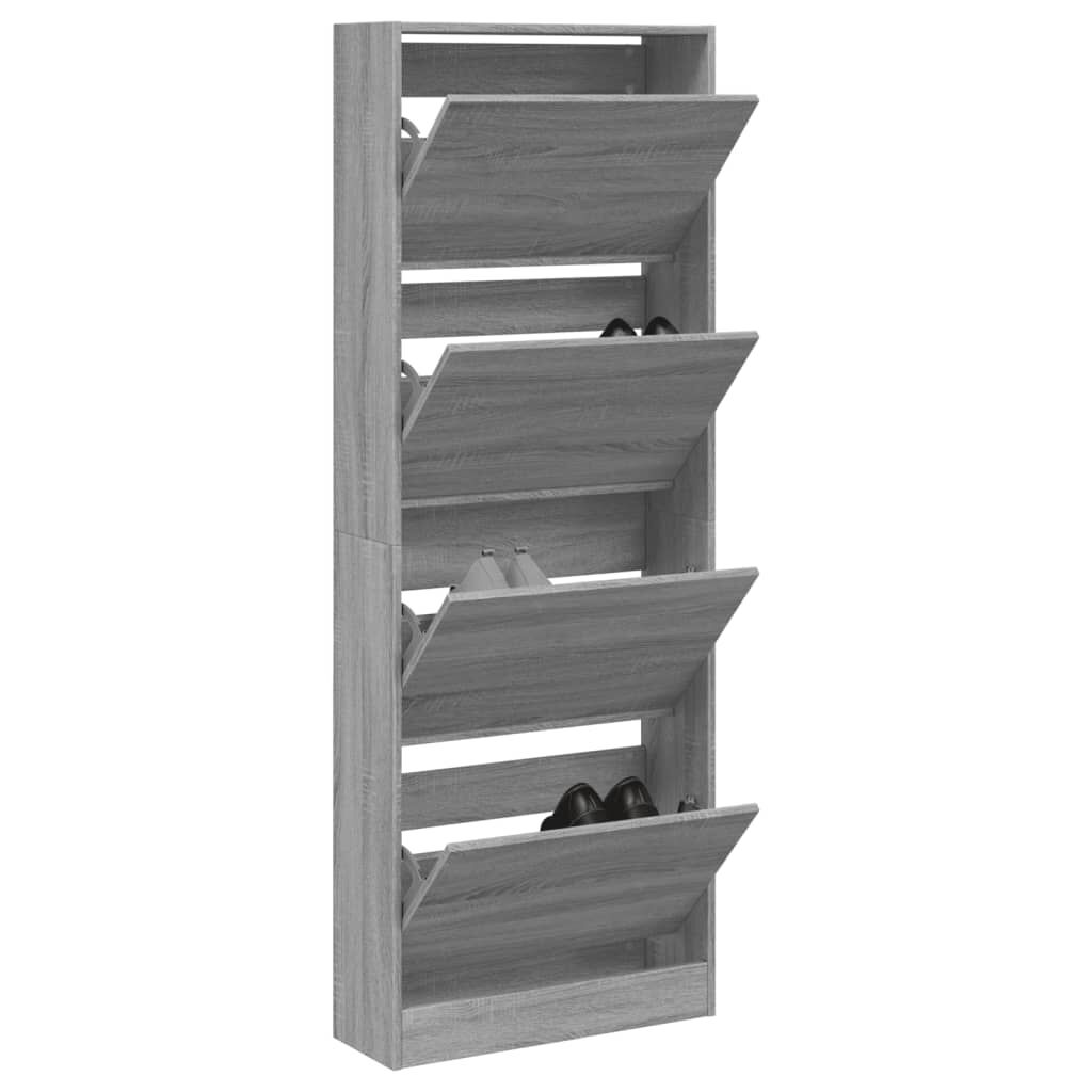 vidaXL Παπουτσοθήκη Γκρι Sonoma 60x21x163,5 εκ. από Επεξεργ. Ξύλο