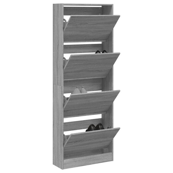 vidaXL Παπουτσοθήκη Γκρι Sonoma 60x21x163,5 εκ. από Επεξεργ. Ξύλο
