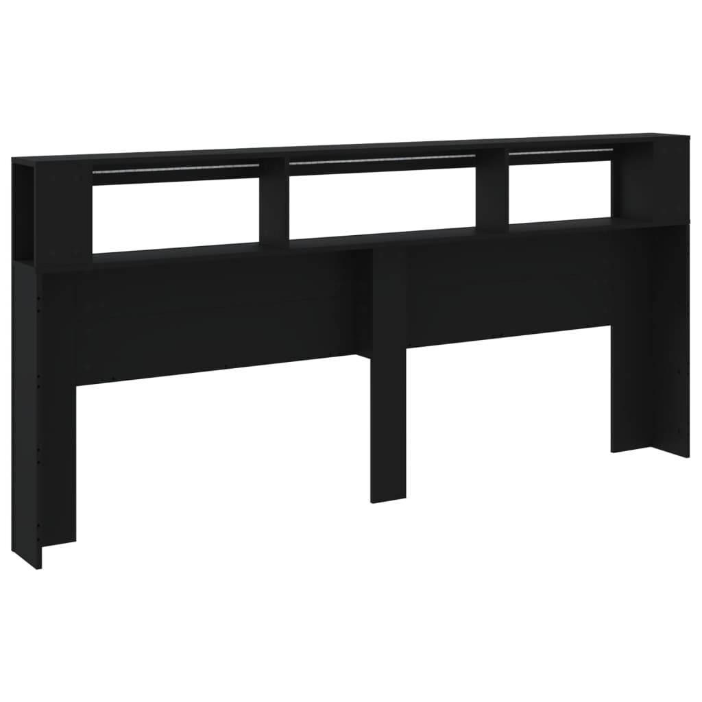 vidaXL Κεφαλάρι Κρεβατιού με LED Μαύρο 220x18,5x103,5 εκ Επεξεργ. Ξύλο
