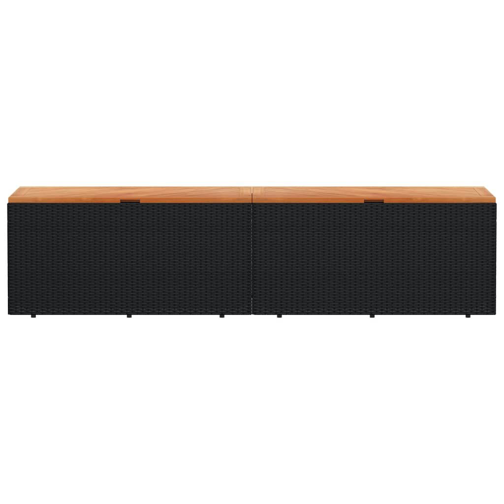 vidaXL Κουτί Αποθ. Κήπου Μαύρο 220x50x54 εκ. Συνθ. Ρατάν/Μασίφ Ακακία