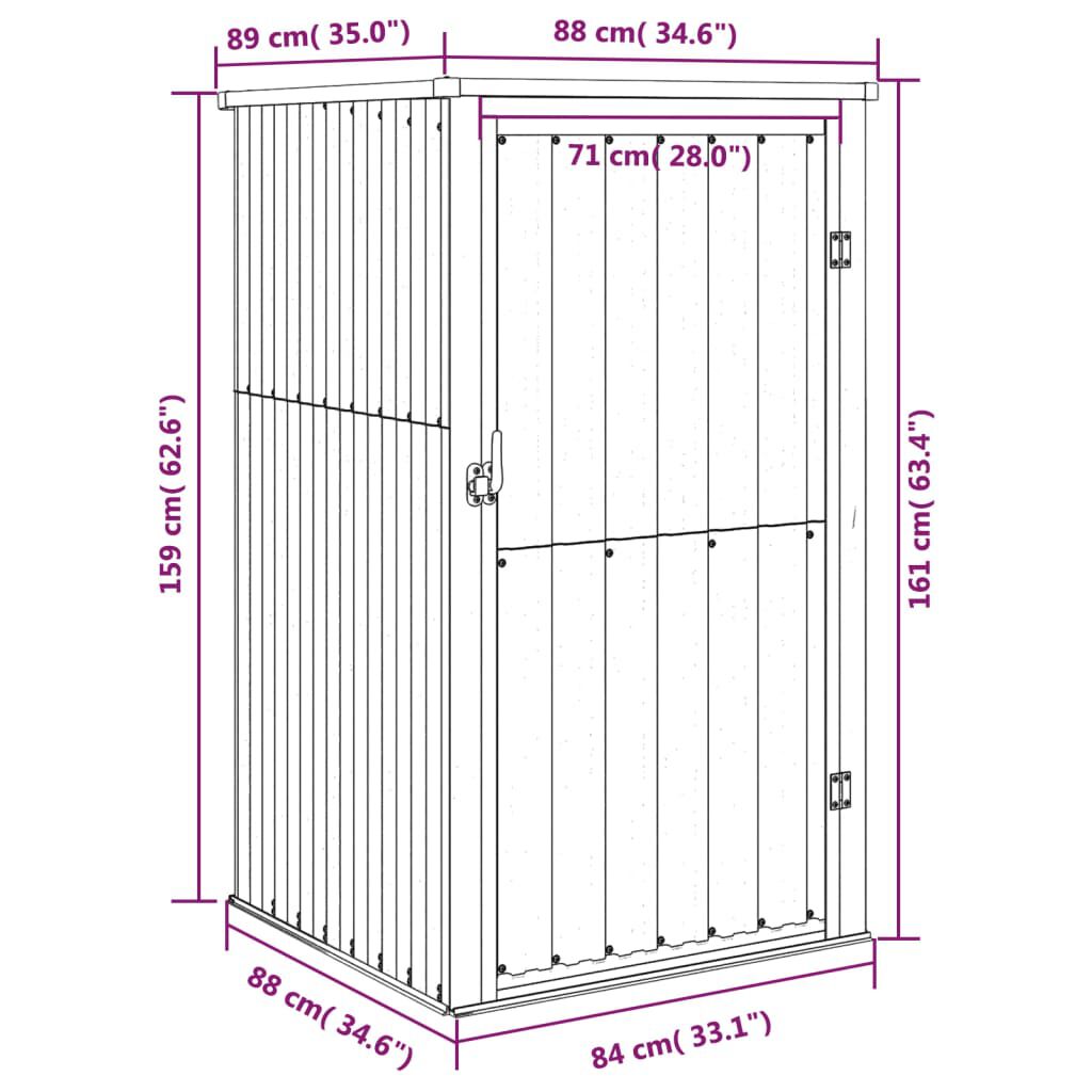 vidaXL Αποθήκη Εργαλείων Κήπου Γκρι 88x89x161 εκ. Γαλβαν. Ατσάλι