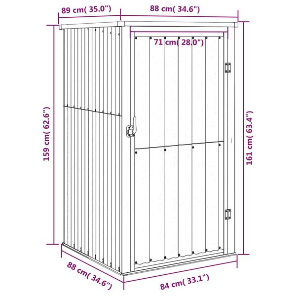 vidaXL Αποθήκη Εργαλείων Κήπου Γκρι 88x89x161 εκ. Γαλβαν. Ατσάλι