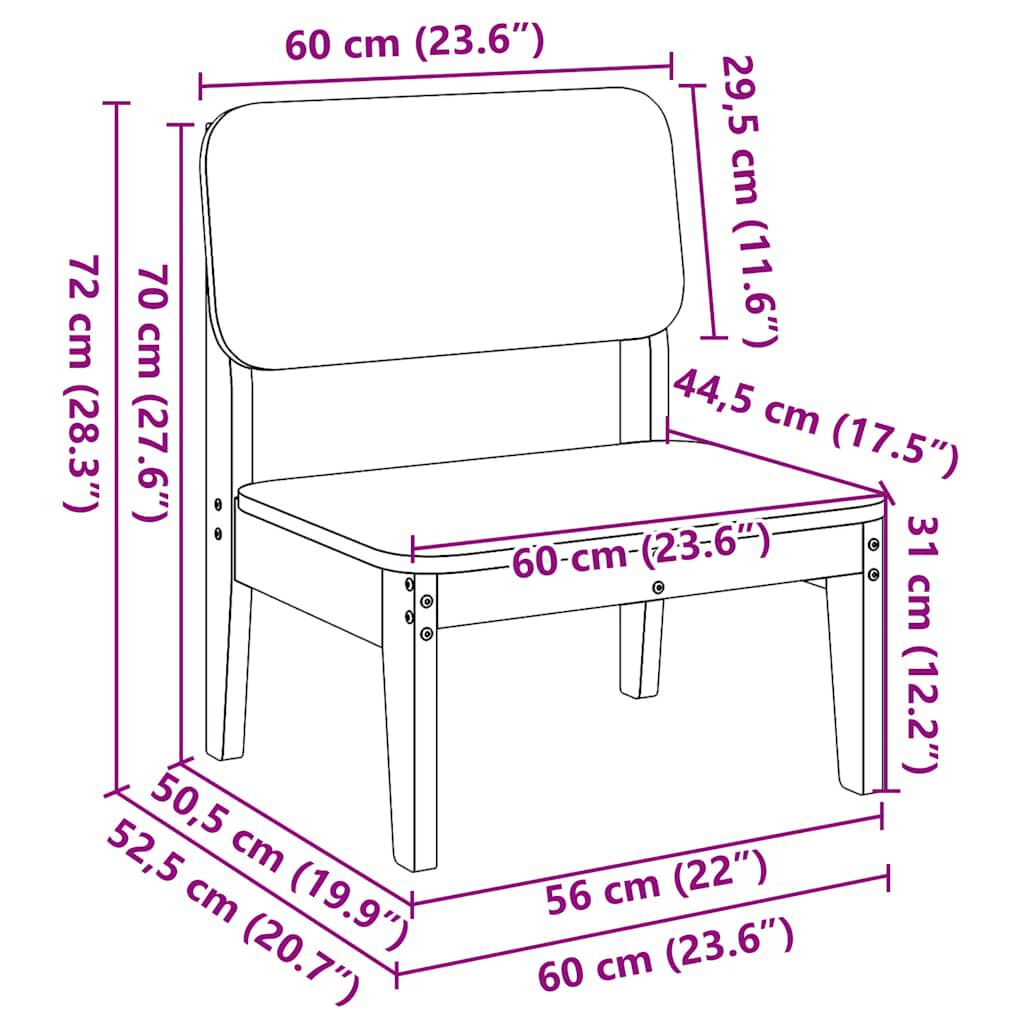 vidaXL Καρέκλες κήπου 2 τεμάχια 60x52,5x72 cm Πεύκο μασίφ ξύλο