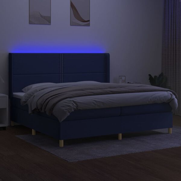 vidaXL &Kappa;&rho;&epsilon;&beta;ά&tau;&iota; Boxspring &mu;&epsilon; &Sigma;&tau;&rho;ώ&mu;&alpha; & LED &Mu;&pi;&lambda;&epsilon; 200x200 &epsilon;&kappa;. &Upsilon;&phi;&alpha;&sigma;&mu;ά&tau;&iota;&nu;&omicron;