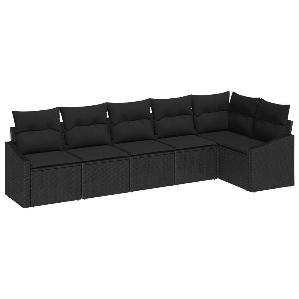 vidaXL Σέτ φαγητού για κήπο 6 pcs Μαύρο Πολυ rattan, βαμμένο ατσάλι