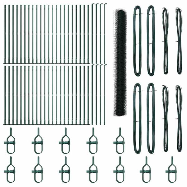vidaXL Φράχτης με Στήλες. Πράσινο 1.4 x 100 m Ατσάλι με επικάλυψη PVC