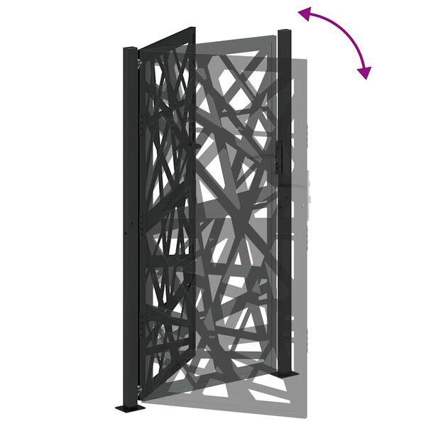 vidaXL Πύλη κήπου Μαύρη 105x180 cm Ατσάλινη ελαφριά σχεδίαση