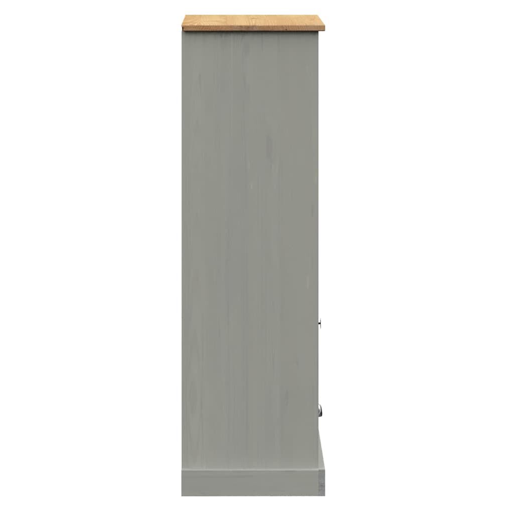 vidaXL Βιβλιοθήκη VIGO Γκρι 60 x 35 x 114,5 εκ. από Μασίφ Ξύλο Πεύκου