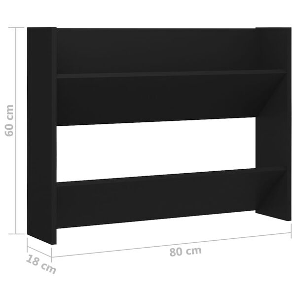 vidaXL Παπουτσοθήκη Τοίχου Μαύρη 80x18x60 εκ. Επεξ. Ξύλο