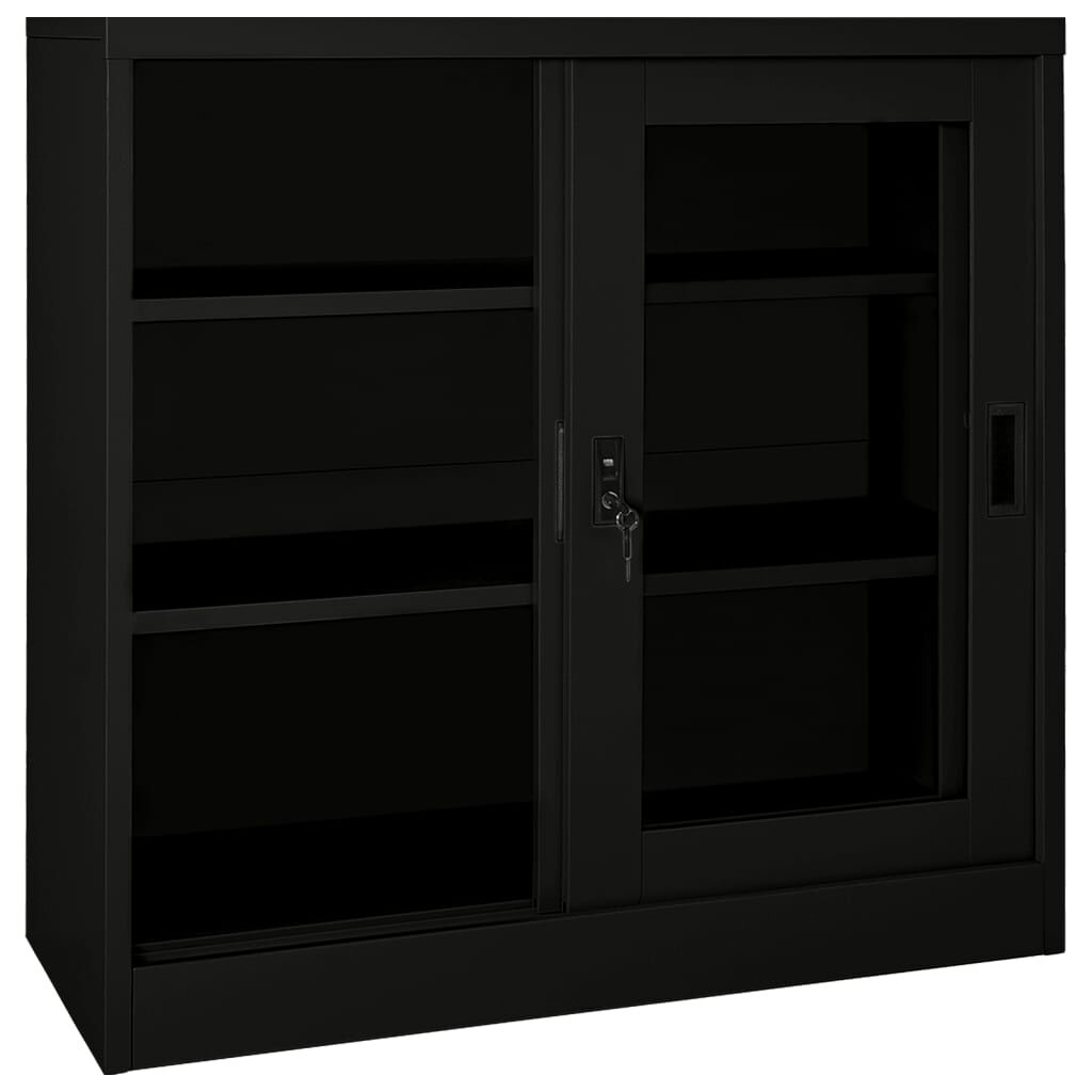 vidaXL Ντουλάπι με Συρόμενη Πόρτα Μαύρο 90 x 40 x 90 εκ. Ατσάλινο