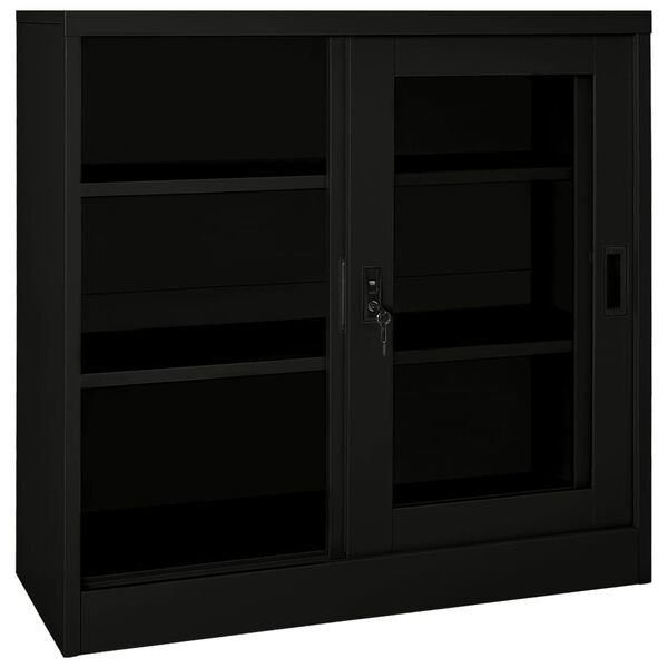 vidaXL Ντουλάπι με Συρόμενη Πόρτα Μαύρο 90 x 40 x 90 εκ. Ατσάλινο
