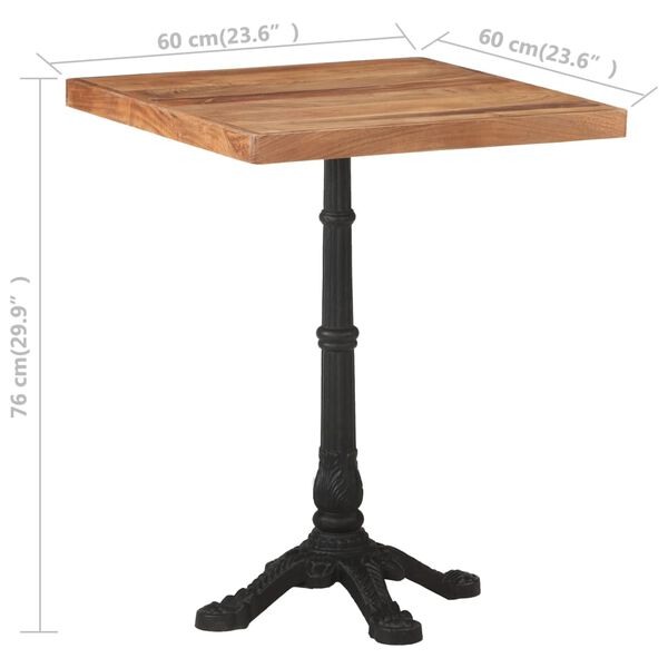 vidaXL Τραπέζι Bistro 60 x 60 x 76 εκ. από Μασίφ Ξύλο Ακακίας