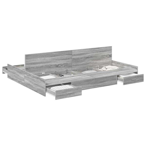 vidaXL Κρεβάτι με αποθηκευτικό χώρο Γκρι sonoma 135 x 190 cm