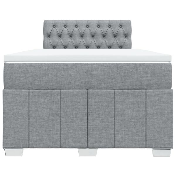 vidaXL Κρεβάτι Boxspring με Στρώμα Ανοιχτό Γκρι 120x190 εκ. Υφασμάτινο