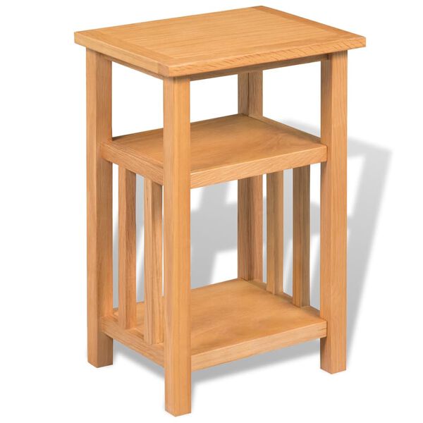 vidaXL Τραπέζι Βοηθητικό με Ράφι 27 x 35 x 55 εκ. Μασίφ Ξύλο Δρυός