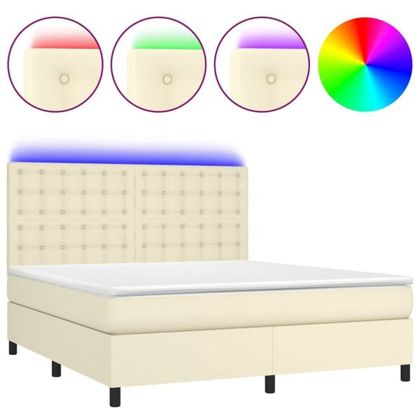 vidaXL &Kappa;&rho;&epsilon;&beta;ά&tau;&iota; Boxspring &mu;&epsilon; &Sigma;&tau;&rho;ώ&mu;&alpha; & LED &Kappa;&rho;&epsilon;&mu; 180x200 &epsilon;&kappa;. &Sigma;&upsilon;&nu;&theta;. &Delta;έ&rho;&mu;&alpha;
