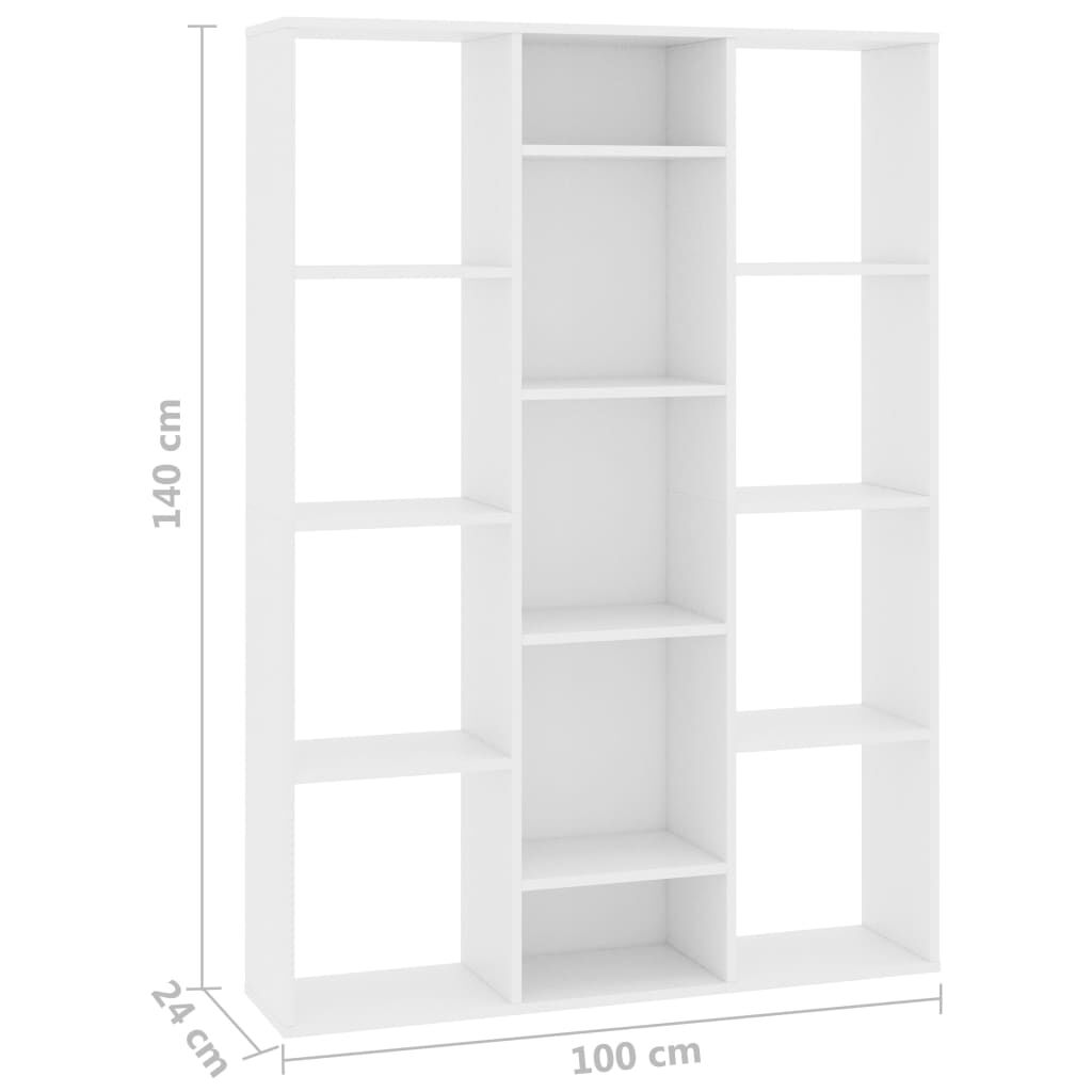 vidaXL Διαχωριστικό/Βιβλιοθήκη Λευκό 100x24x140 εκ. από Επεξ. Ξύλο