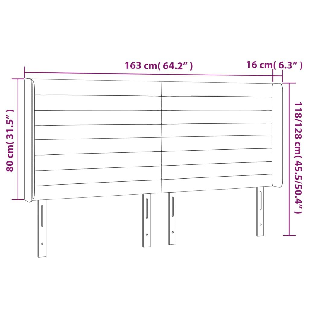 vidaXL Κεφαλάρι με Πτερύγια Σκούρο Καφέ 163x16x118/128 εκ. Υφασμάτινο