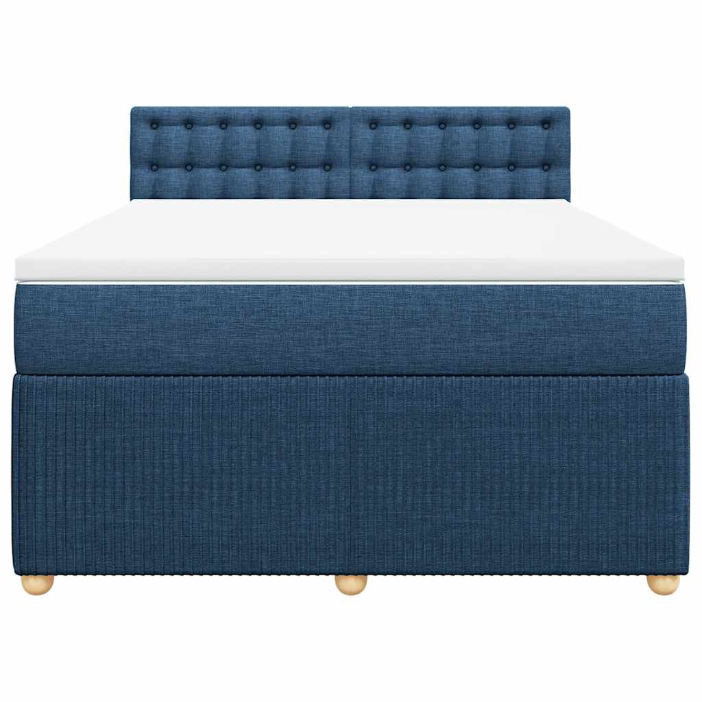vidaXL Κρεβάτι Boxspring με Στρώμα Μπλε 140x190 εκ. Υφασμάτινο