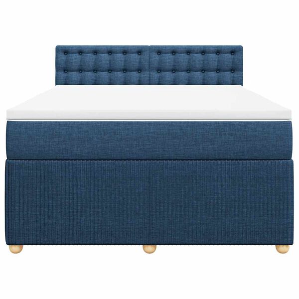 vidaXL Κρεβάτι Boxspring με Στρώμα Μπλε 140x190 εκ. Υφασμάτινο