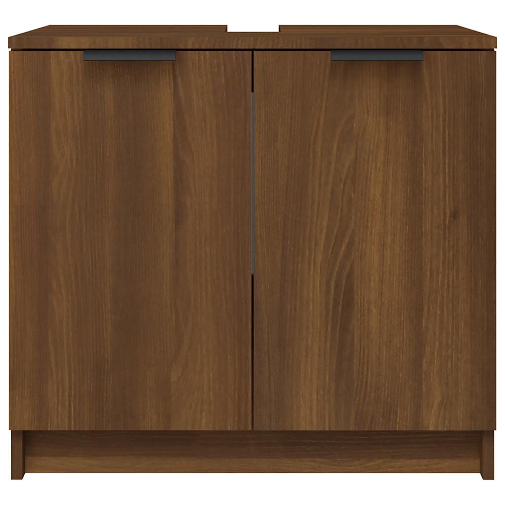 vidaXL Ντουλάπι Μπάνιου Καφέ Δρυς 64,5x33,5x59 εκ Επεξεργασμένο Ξύλο