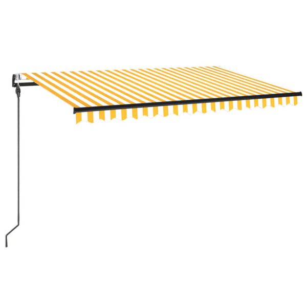 vidaXL Τέντα Αυτόματη με LED & Αισθ. Ανέμου Κίτρινο/Λευκό 450x300 εκ.