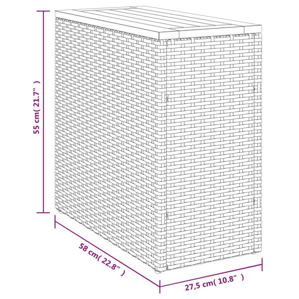 vidaXL Τραπέζι Κήπου με Ξύλινη Επιφάνεια Μπεζ 58x27,5x55εκ Συνθ Ρατάν