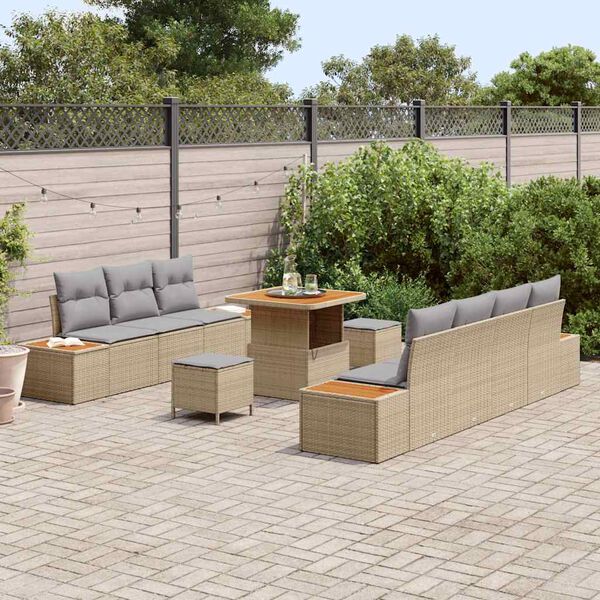 vidaXL Σετ Καναπέ Κήπου 10 pcs Μπέζ και Ανοιχτό Γκρι 80 x 80 x 71 cm