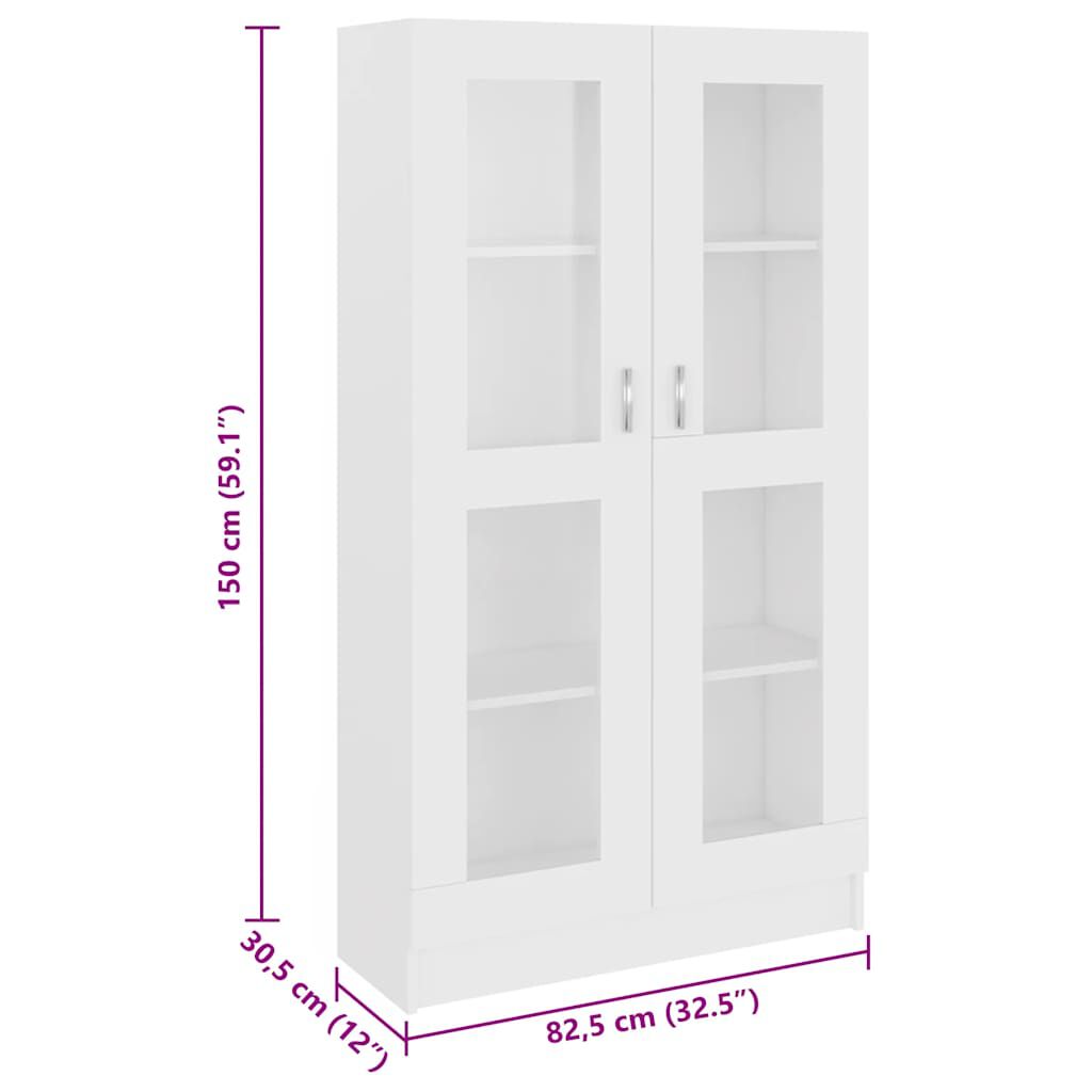 vidaXL Βιτρίνα Λευκή 82,5 x 30,5 x 150 εκ. Επεξ. Ξύλο