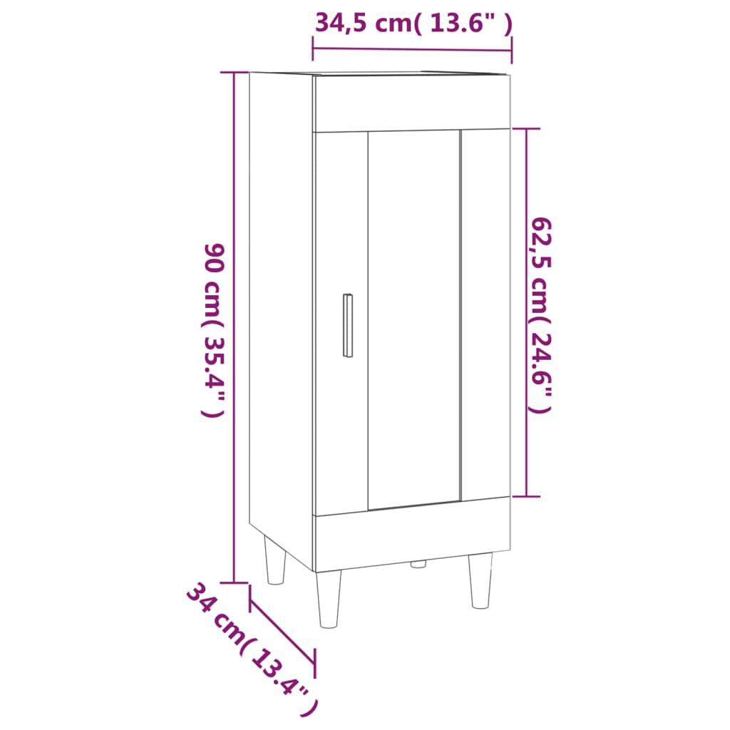 vidaXL Ντουλάπι Μαύρο 34,5 x 34 x 90 εκ. από Επεξεργασμένο Ξύλο