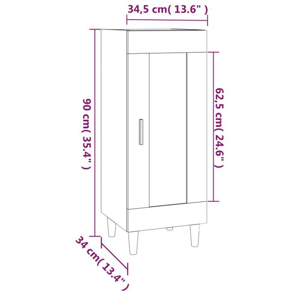 vidaXL Ντουλάπι Μαύρο 34,5 x 34 x 90 εκ. από Επεξεργασμένο Ξύλο