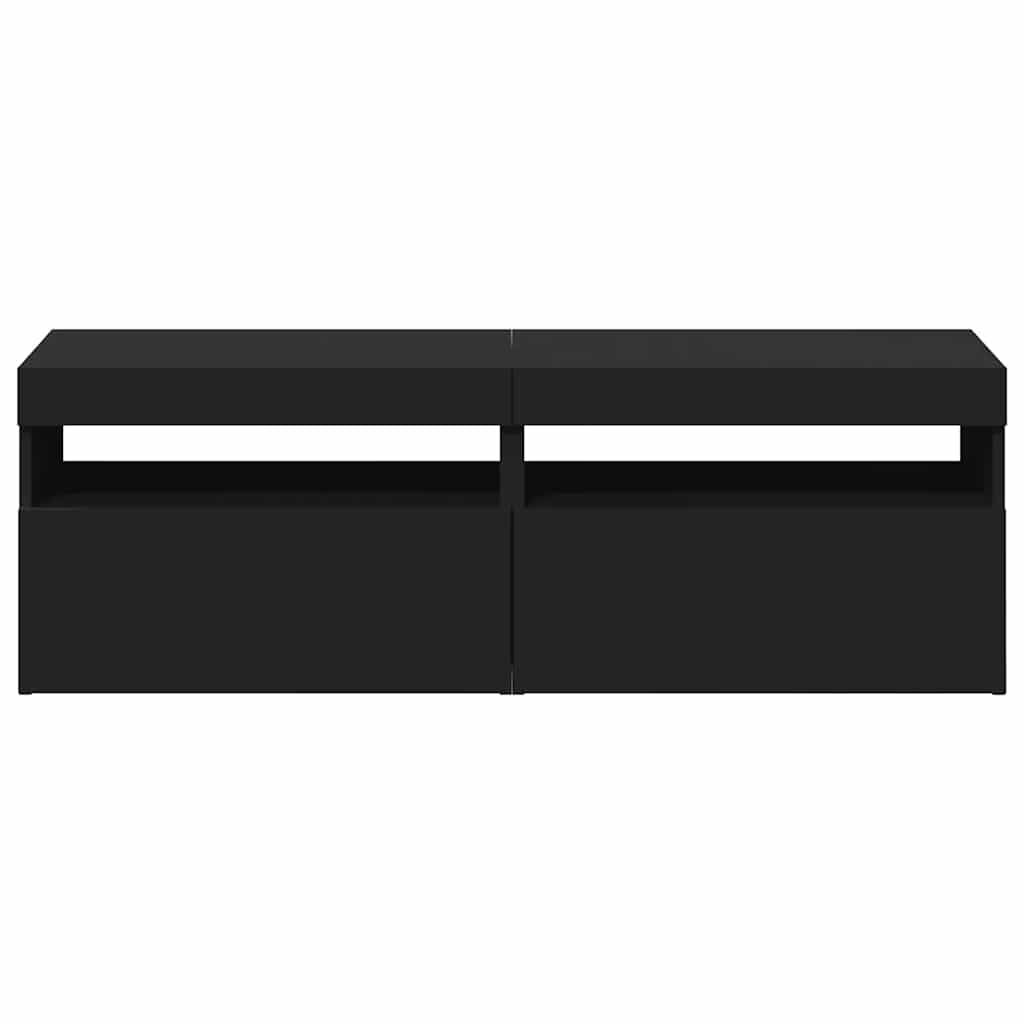 vidaXL Έπιπλα Τηλεόρασης με LED 2 τεμ. Μαύρα 60 x 35 x 40 εκ.