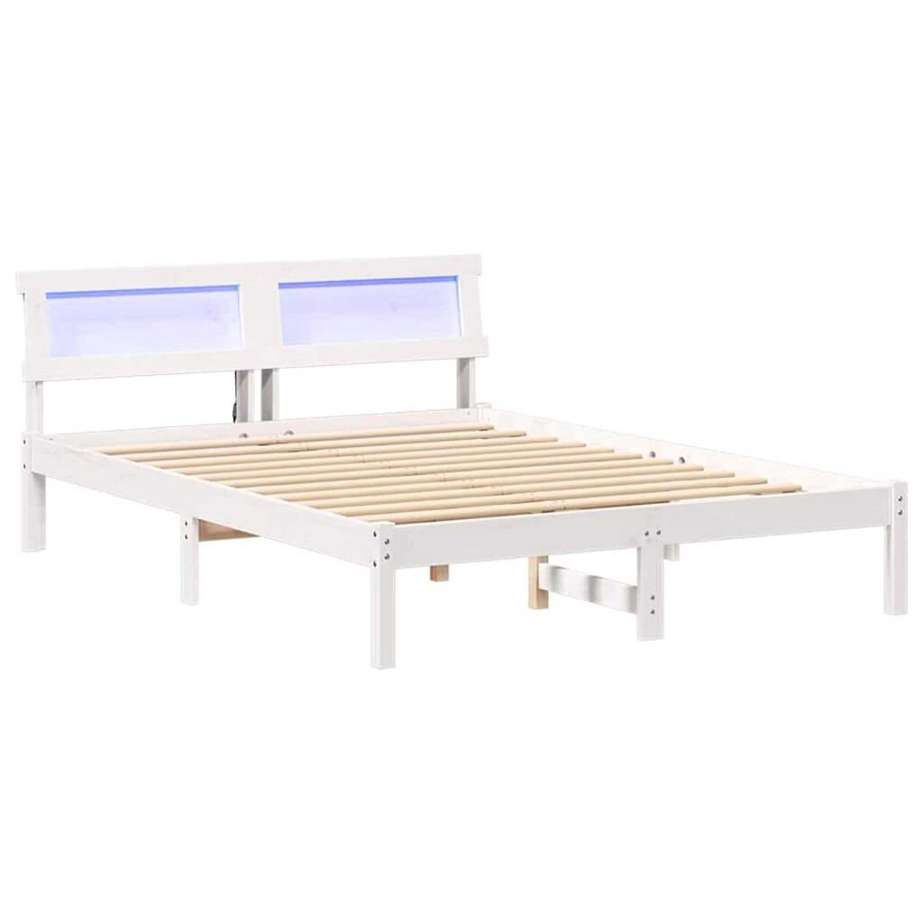 vidaXL Σκελετός Κρεβατιού Λευκό 140 x 190 cm Μασίφ ξύλο πεύκου