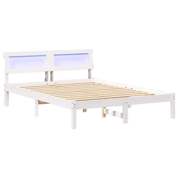 vidaXL Σκελετός Κρεβατιού Λευκό 140 x 190 cm Μασίφ ξύλο πεύκου