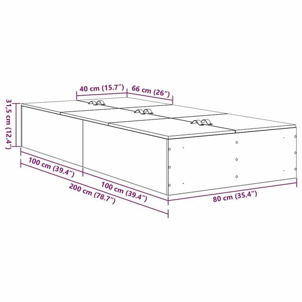 vidaXL Σκελετός Κρεβατιού artisan δρυς 200 x 80 x 31.5 εκ.