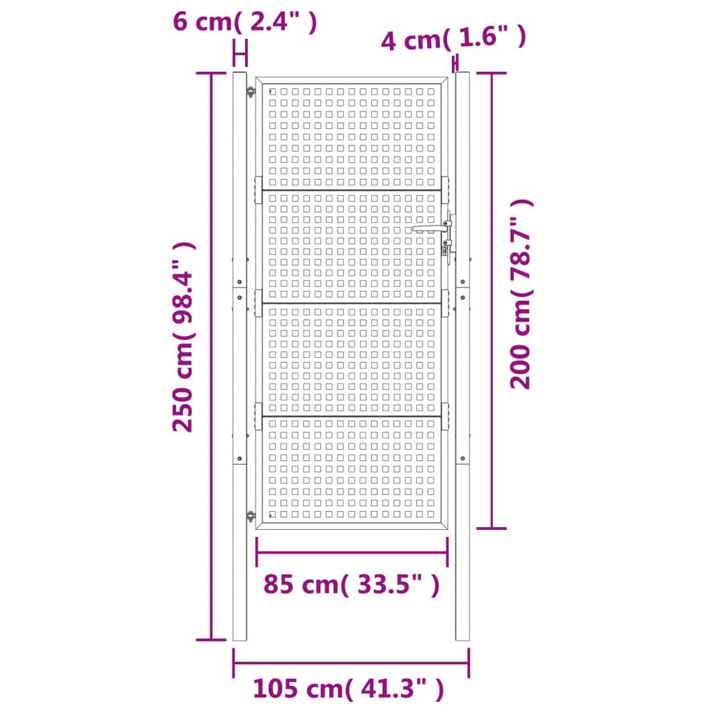 vidaXL Πύλη Κήπου Ανθρακί 105 x 250 εκ. Ατσάλινη