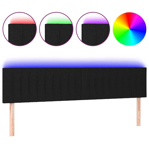 vidaXL Κεφαλάρι Κρεβατιού LED Μαύρο 160x5x78/88 εκ. Υφασμάτινο
