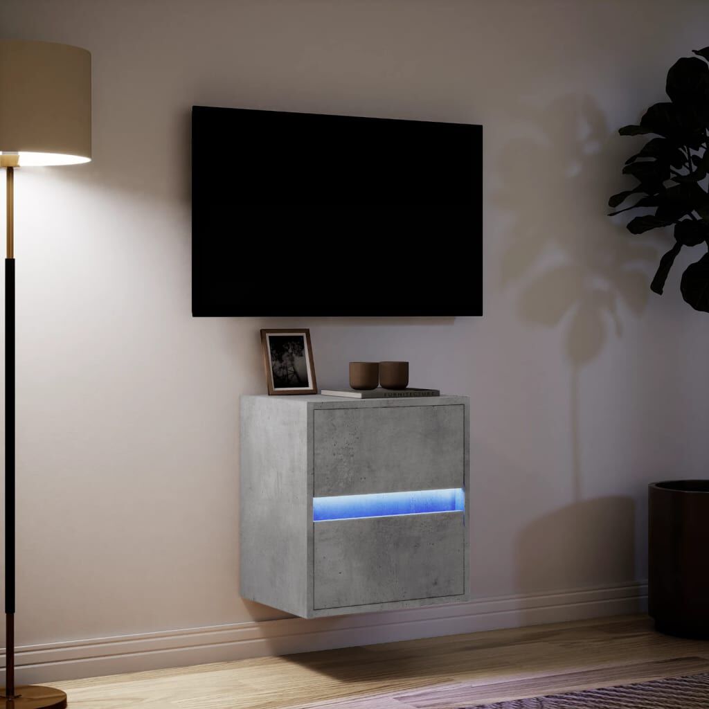 vidaXL Έπιπλο Τοίχου Τηλεόρασης με LED Γκρι Σκυροδέματος 41x31x45 εκ.