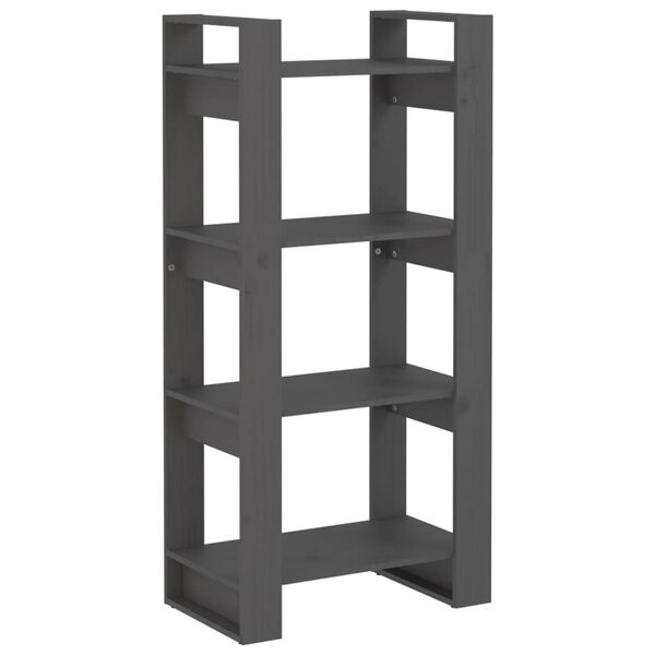 vidaXL Βιβλιοθήκη/Διαχωριστικό Χώρου Γκρι 60x35x125 εκ. Μασίφ Ξύλο