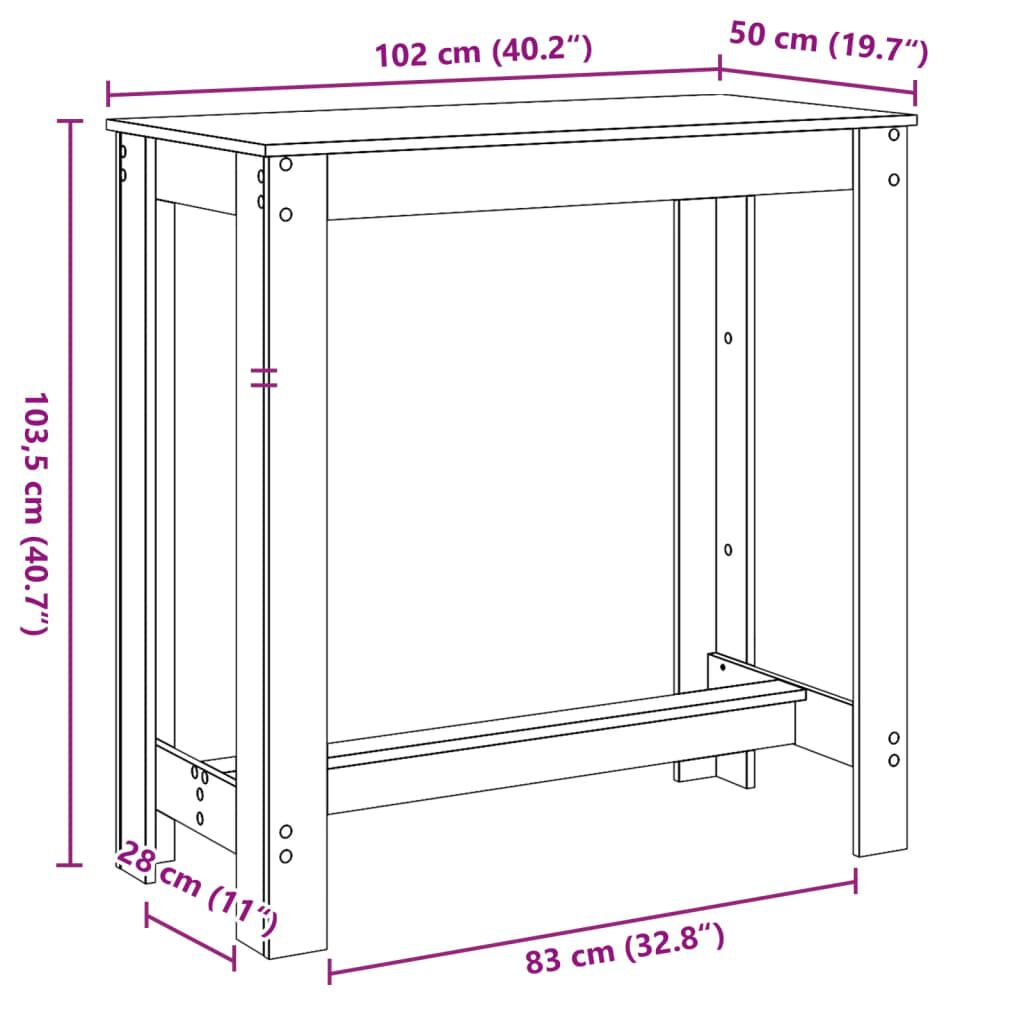 vidaXL Τραπέζι Μπαρ Λευκό 102x50x103,5εκ. Επεξεργ. Ξύλο