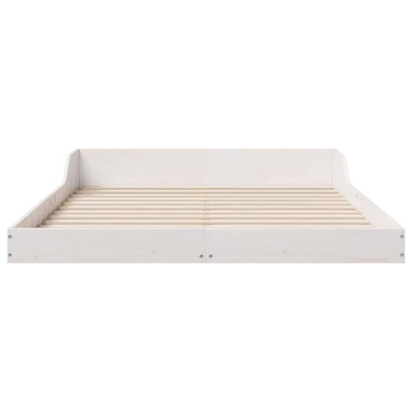 vidaXL Σκελετός Κρεβατιού Λευκό 135 x 190 cm Μασίφ ξύλο πεύκου